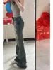 Jeans Feminino Retrô Street Rasgado Micro Flare Outono 2026 Calça Reta Magra Flare