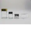 Tapa de Presión Cuadrada Tarro de Vidrio Seguridad Cubierta Protectora para Niños Café Humo Pasta Cáñamo Tarro de Almacenamiento 15ml-120ml