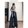 Comercio Exterior Ropa de Mujer Toma Real Estilo Otoño 2025 Estilo Old Money Bufanda de Seda Desmontable Pantalones de Pierna Ancha Traje Delgado de Cintura Alta para Mujer Casual Arrastre