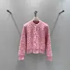 Nanyou 2025 Nuevo Cárdigan de Punto Jacquard con Patrón de Diamantes, Chaqueta Cárdigan con Cuello Alto + Traje de Falda