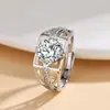Anillo de boda para hombre Yuhong diseño de vid retro hueco circón anillo cuadrado anillo de propuesta de 2 quilates venta directa de fábrica