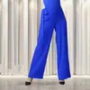 Calça de Fita para Dança Latina Calça de Dança Calça de Dança Moderna Calça de Salão Calça Larga de Cintura Alta Traje para Quadrilha