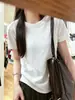 Camiseta Básica de Verano Casual Fina Transpirable para Mujer, Manga Corta, Color Sólido, Algodón, Copo de Nieve Refrescante, Versátil, Hombro Normal