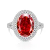 Anel para Mulheres em Formato de Ovo com Corte Flor de Gelo de Pedras Preciosas Coloridas, Super Brilhante Diamante de Alto Carbono, Joia de Anel Elegante e Luxuosa Cor de Ovo de Pombo