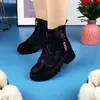 Botas Martin de Cuero Suave para Mujer 2026 Botas de Nieve de Invierno con Algodón Extra Cálido Botas de Algodón Suela Gruesa Tacón Oculto Botas Cortas Zapatos de Algodón