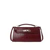 Elegante bolso de mano con patrón de cocodrilo para mujer, nuevo bolso Kelly de cuero encerado al aceite vintage 2026, bolso cruzado texturizado de otoño e invierno