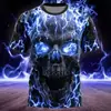 Comercio Exterior Transfronterizo Camiseta de Manga Corta con Estampado de Calavera para Hombre Halloween Tendencia Fresca Top Dropshipping