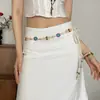 Diseño de Estilo Étnico Cuerda de Cintura con Cuentas de Nicho para Mujer Decorativa Versátil Falda Moda Tendencia Estilo Literario Cinturón Delgado