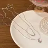 Colar Dupla Camada de Disco com Zircônia Estilo Coreano para Mulheres, Corrente de Clavícula Empilhável Versátil e Estilosa, Novo Acessório de Moda