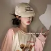 Galleta de Crema 2025 Nuevo Estilo Coreano Estilo Japonés Vintage Pequeño Tiburón Carta Bordada Gorra de Béisbol Cabeza Grande de Mujer