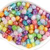 100 Peças contas acrílicas quadradas com furo reto transparentes coloridas letras rosto sorridente coração contas acessórios para joias diy