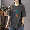 Verão novo casal algodão camiseta de manga curta moda feminina casual de médio comprimento solto meia manga casual top ins moda