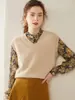 2025 Nova Malha de Cashmere Outono e Inverno Colete Sem Manga Feminino Colete Gola V Outer Colete Quente Moda