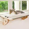 Hamaca colgante de madera para gato en balcón transfronterizo, hamaca para gato para tomar el sol junto a la ventana, cama colgante de madera ajustable junto a la cama
