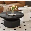 Mesa de Centro Redonda para Sala de Estar, Adecuada para Apartamentos Pequeños, con un Toque de Lujo, Mesa de Centro de Imitación Madera y Acero al Carbono para Apartamentos y Casas de Huéspedes