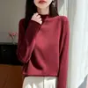Suéter Base de Peça Única Sem Costura Estilo Old Money de Gola Alta para Mulheres Malha Simples para Camada Interna Outono/Inverno Novo Versátil