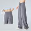Calças Esportivas Casuais Soltas para Mulheres, que Cobrem o Quadril, Cintura Emagrecedora, Calças Retas com Cadarço para Usar por Cima, Calças de Yoga Respiráveis de Perna Larga para Fitness
