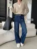 Chegada Nova de Outono Cisnann: Jeans Americano Retrô Lavado de Cintura Alta, Modelagem Solta que Afina, Lavagem Cat-Eye SN9178