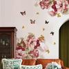 Pegatina de Pared de Flor Grande de Peonía Mariposa Transfronteriza Dormitorio Sala de Estar Fondo de Mesita de Noche Mural de Decoración Artística para el Hogar Autoadhesiva