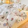 Sábana de cama de hilo de doble capa, funda nórdica de algodón lavado de cuatro piezas, textiles para el hogar Nantong, funda nórdica de tres piezas, sábana ajustable al por mayor