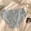 Roupa íntima de seda gelada com borda de renda japonesa para mulheres, sem costura, cintura média, sexy, com fundo 100% algodão, fina para o verão, simples para mulheres