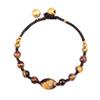 2048-Amatista Natural Campana de Cobre Pulsera Tejida Piedra Ojo de Tigre Cuenta Redonda Cristal en Polvo Jade Dongling Ovalado