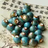 Jingdezhen cerâmica solta contas diy contas redondas antigo material de tecelagem 10mm flor esmalte contas retro