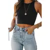 Verano 2023 transfronterizo Amazon color liso Nuevo wish europeo y americano sin mangas cuello redondo forma de I chaleco camiseta comercio exterior ropa de mujer