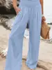 Cross2026 Nova Primavera Amazon Europeu Americano Calça Casual Feminina Estilo Casual Algodão Linho Confortável Cintura Média Calça Longa Feminina