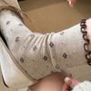Calcetines Coreanos Lindos Estilo Japonés para Mujer para Primavera, Otoño e Invierno, Calcetines de Media Pantorrilla con Bordes de Volantes Versátiles y Lazo