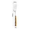 Cuchillo, Tenedor, Cuchara de Acero Inoxidable 304 con Mango de Bambú, Cuchillo para Filete de Restaurante, Cuchara de Mesa, Cuchara de Postre, Juego Creativo de Vajilla Occidental