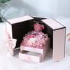 Caja de Regalo de Flor Preservada Doble Puerta Collar de Rosa Caja de Joyería Caja de Regalo de Lápiz Labial Regalo de San Valentín Oso Regalo de Navidad