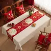 Mantel de Mesa para Año Nuevo 2026 Año del Caballo, Sin Lavar, Impermeable, Resistente al Aceite, Rojo, Atmosférico, Lujoso, Sensación de Alta Gama, Cubierta de Mesa para Año Nuevo