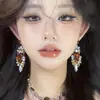 Nuevos Pendientes Versátiles de Estilo Étnico Retro de Moda para Mujer, Lujo Ligero, Elegantes Pendientes Largos de Clip para Orejas sin Perforar