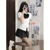 Camisa Blanca Auténtica de Uniforme JK con Cintura Ajustada y Mangas Abullonadas Verano 2024 Estilo Preppy Camisa de Cintura Ajustada Manga Corta