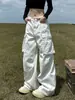 Pantalones Cargo Blancos Retro Americanos Multibolsillos Estilo Nuevo para Hombres y Mujeres Versátiles High Street Sueltos Adelgazantes Pierna Recta Pantalones Largos Cintura Alta