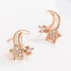 S925 Agulha de Prata 2023 Nova Moda Estrela Lua Brincos Design de Nicho Brincos Estrela Lua Brincos Diamante