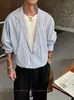 Camisa a Rayas Retro Americana de Dos Piezas Falsas para Hombres y Mujeres, Estilo Old Money de Primavera, Fresca y Casual, Corte Holgado, Camisa Versátil de Manga Larga