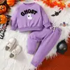 Conjunto con Sudadera de Fantasma y Mago para Bebés y Niños Pequeños de Halloween Bordado 3D con Toalla Unisex Ropa Exterior Deportiva para Niños Conjunto de Dos Piezas