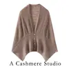 Novo Xale de Cashmere 100% Outono e Inverno Malha com Botões Peça de Roupa Externa para Mulheres Manto Multifuncional Vazado Cachecol Quente