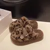 Sapatos Casuais de Algodão para Casa Outono e Inverno para Mulheres, Pantufas Peludas da Moda, Pantufas de Algodão Plataforma com Solado Grosso, Sapatos Quentes para Confinamento