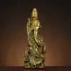 Bodhisattva Guanyin de Latón, Estatua de Buda Guanyin con Dragón, Decoración de Estatua para Adoración en Casa, Guanyin de Pie sobre Dragón