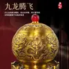 Quemador de incienso Qiankun de latón de nueve vueltas para el hogar interior quemador de incienso de áloe madera de sándalo quemador de incienso para ceremonia del té decoración creativa grande