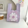 Bolsa Saco, Bolsa de Mão para Escritório, Bolsa de Lanche Fofa em Formato de Saco, Bolsa de Tricô Portátil para Sair, Bolsa de Palha de Novo Estilo