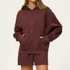 Conjunto de sudadera de estilo europeo y americano para otoño/invierno para mujer, casual y de corte holgado, diseño deportivo, cárdigan con cremallera, grueso y cálido, conjunto de dos piezas
