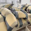 Juego de Cuatro Piezas Clase A, Funda de Edredón Gruesa Cepillada Amigable con la Piel, Sábana de Algodón Lavado, Juego de Tres-Cuatro Piezas para Dormitorio Estudiantil, Estilo para Todas las Estaciones