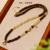Cadena de Amuleto Buda de Madera de Aloes Cristal Rubio Natural Primera Línea Cadena Colgante Thangka Diseño de Lujo Accesible Collar Dos Longitudes