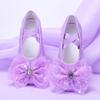 Zapatos de Baile para Niñas Transfronterizos Zapatos de Ballet de Princesa para Niñas Suela Blanda Zapatos de Garra de Gato Lazo de Pedrería Malla 8036