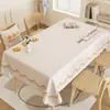 Toalha de mesa com toque de pele de cordeiro, à prova d'água e de óleo, lavável, jogo americano retangular, toque de luxo leve e de alta qualidade, toalha de mesa de PVC para café