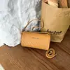 Bolso cilíndrico texturizado de color liso con patrón tejido, elegante y moderno para el trabajo y los desplazamientos, bolso de hombro de moda estilo coreano